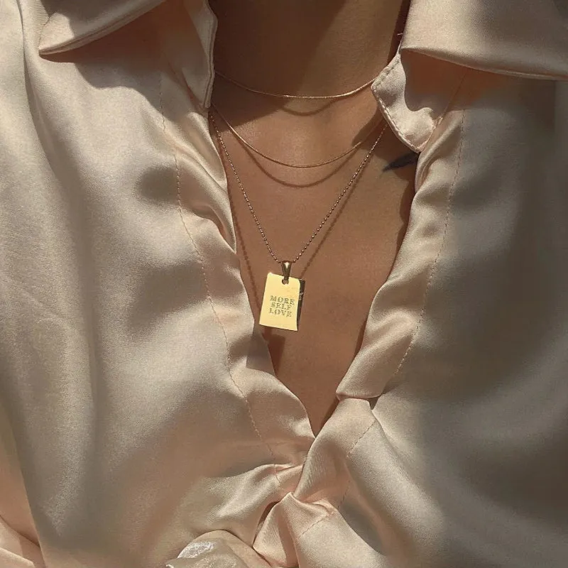 Personal Engraved Inspiring Quote Square Pendant Necklace