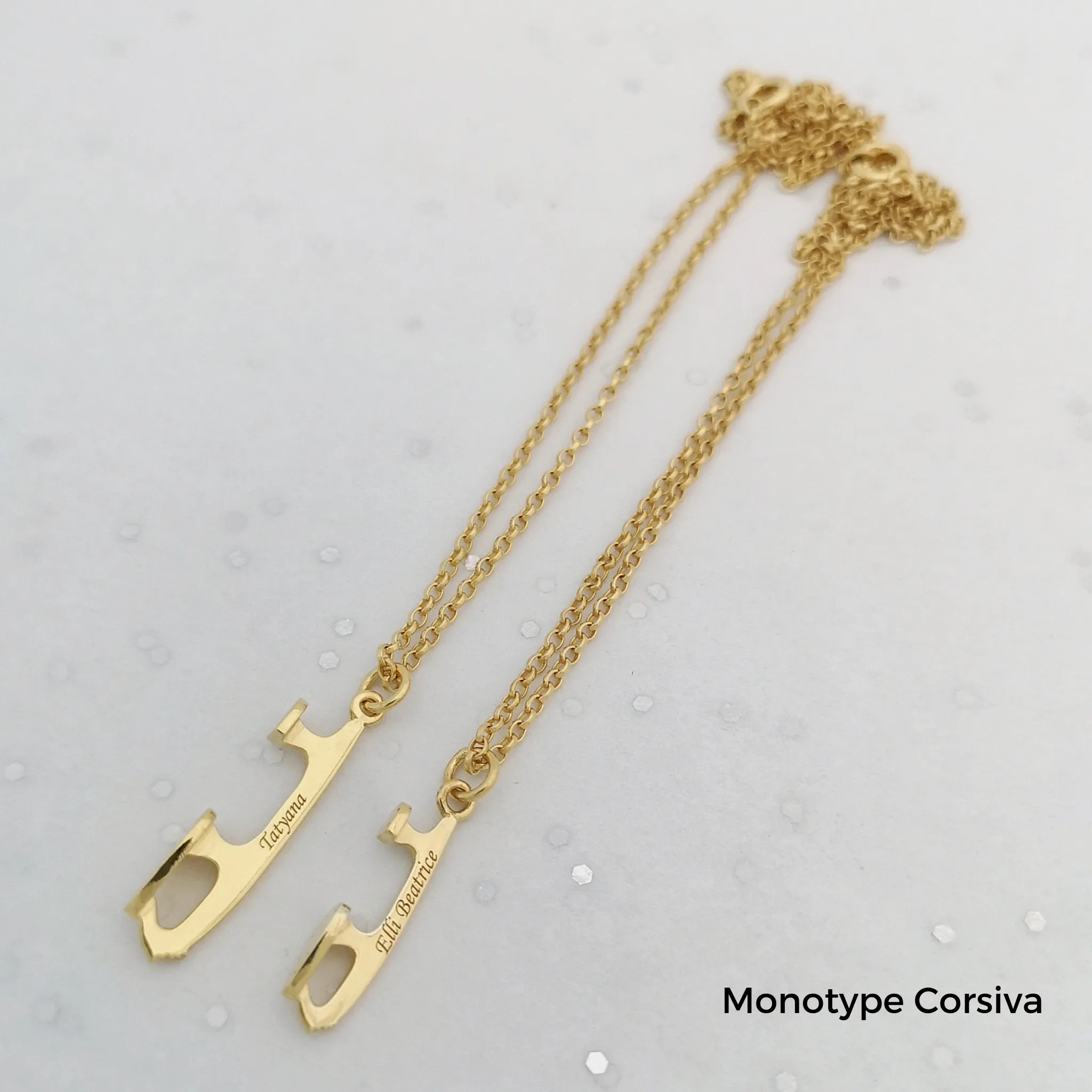 Personalised Gold Ice Skating Necklaces