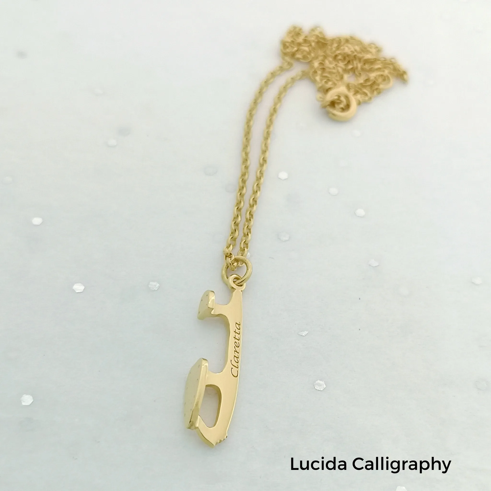Personalised Gold Ice Skating Necklaces
