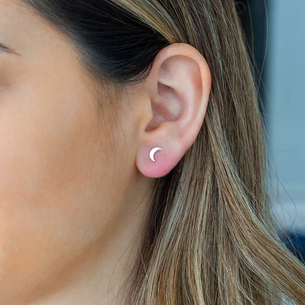 Plain Moon Stud Earrings
