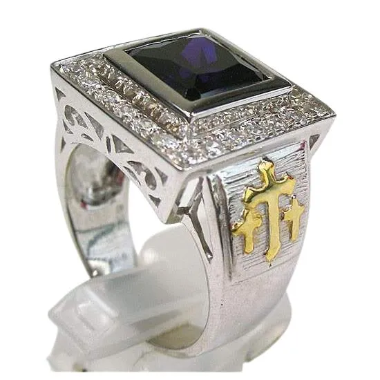 Princess Amethyst Silver Bishop Ring