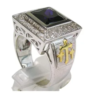 Princess Amethyst Silver Bishop Ring