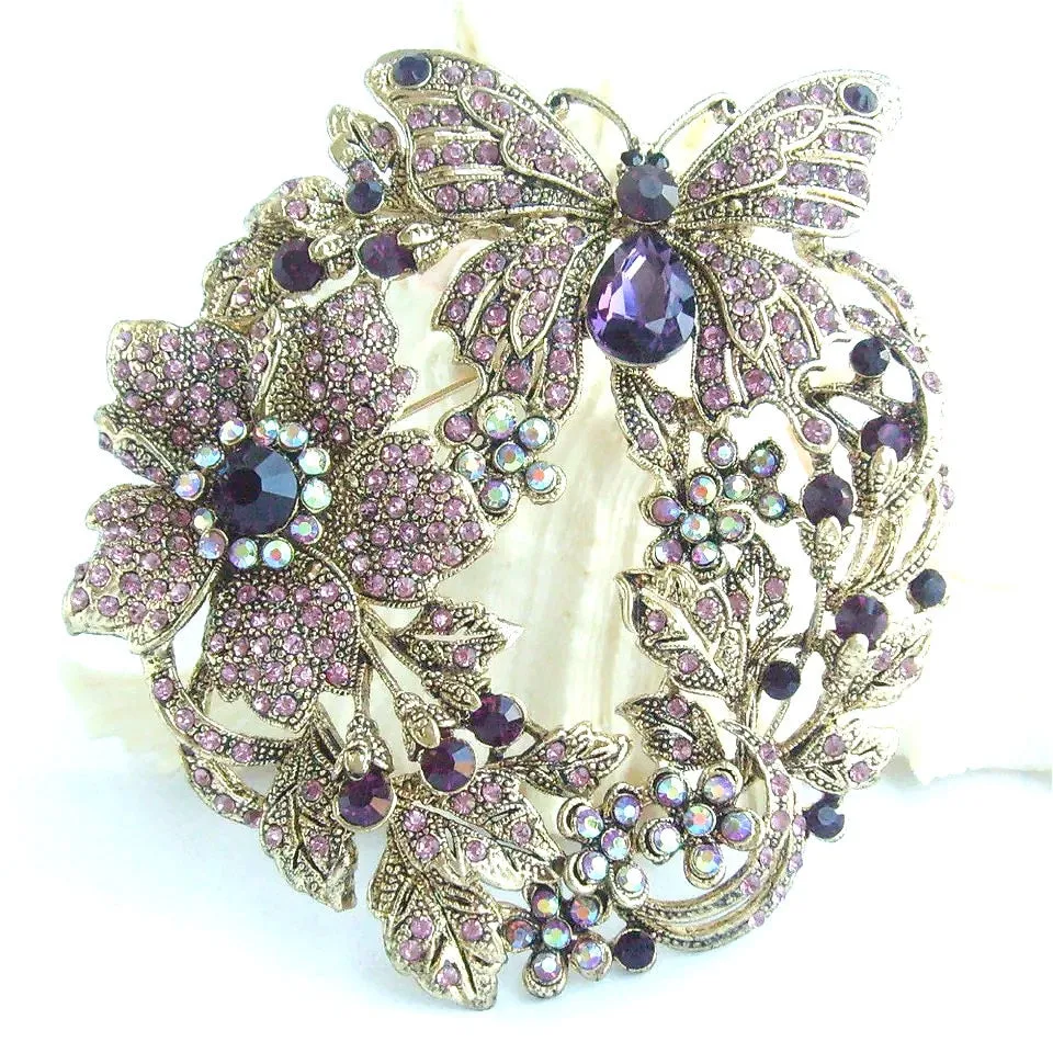 Purple Bouquet Butterfly Brooch