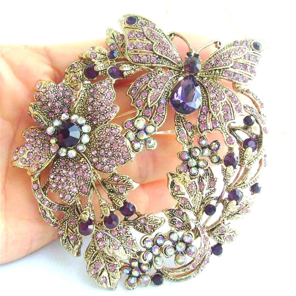 Purple Bouquet Butterfly Brooch