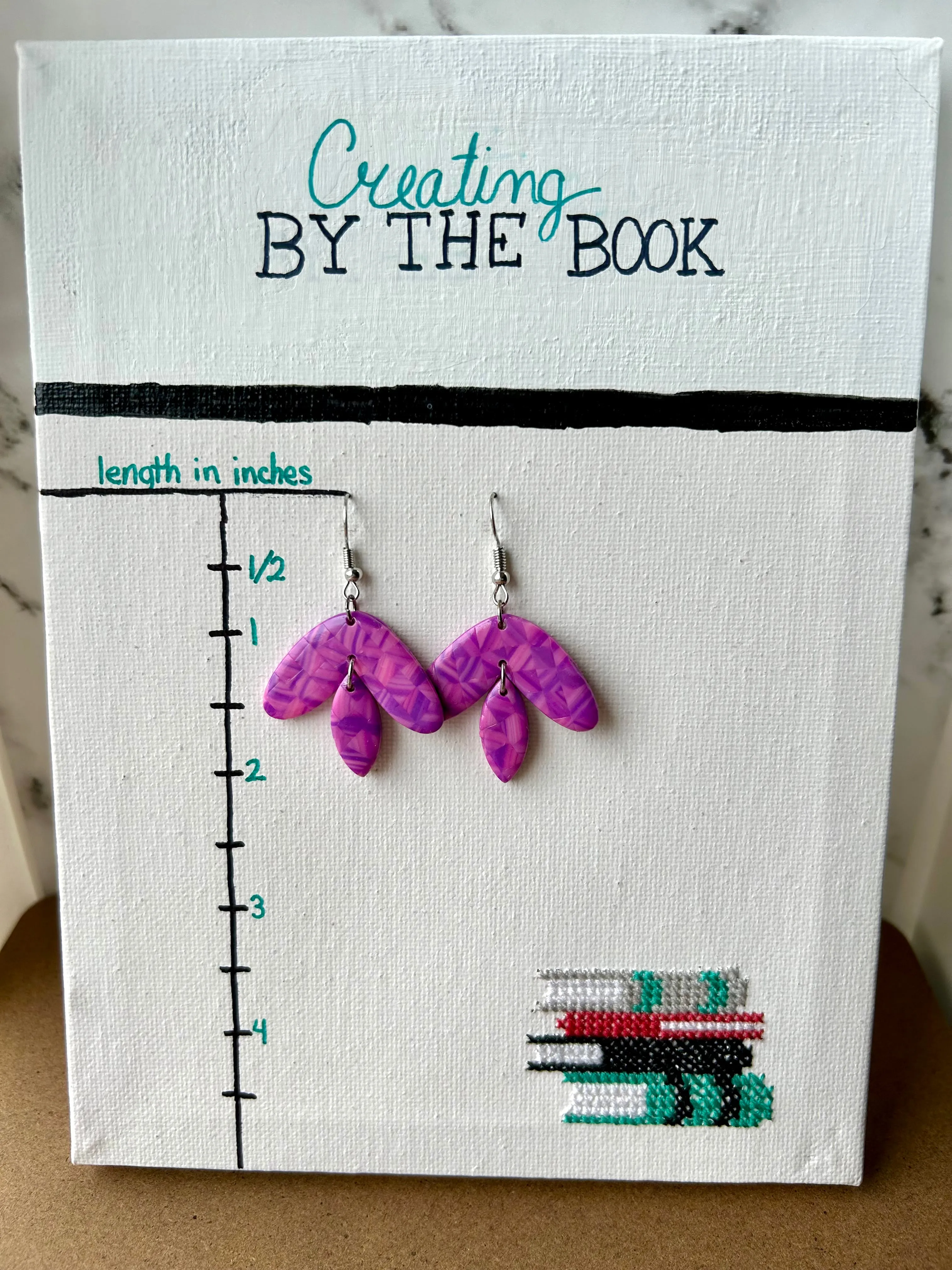 Purple Chevron Two Tier Earrings