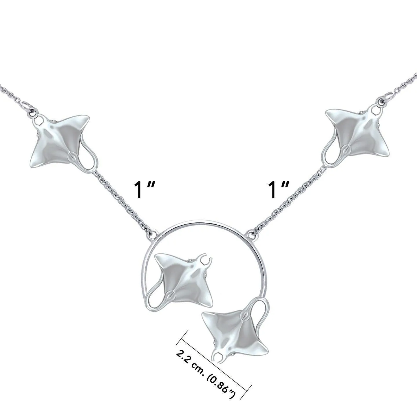 Quadruple Manta Ray Sterling Silver Necklace
