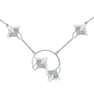 Quadruple Manta Ray Sterling Silver Necklace
