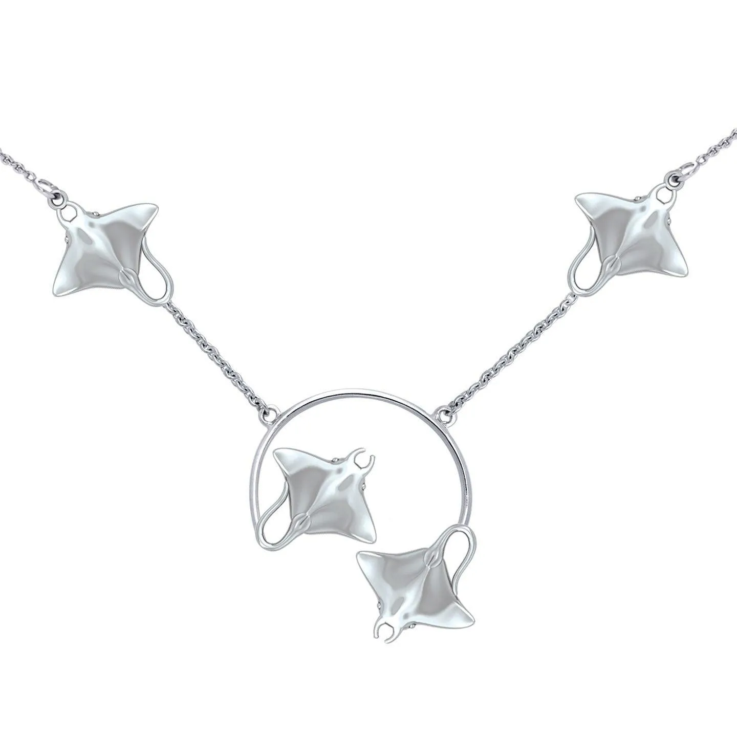Quadruple Manta Ray Sterling Silver Necklace
