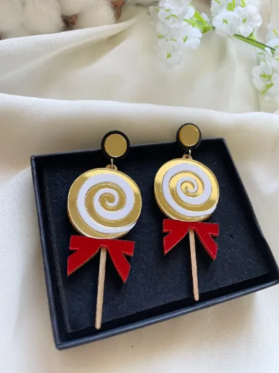 Quirky - Colourful lollipop swirl candy earrings | boho style earrings | funky pop art earrings | acrylic art oversize earrings | party sweet teeth