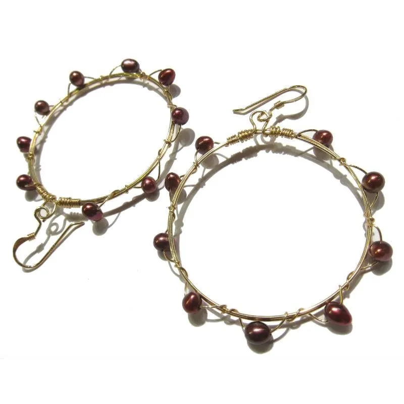 Red Fresh Water Pearl Earrings with Gold Filled Earwires