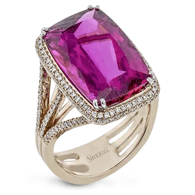 Ring In 18k Gold With Rubellite And Diamonds 615628