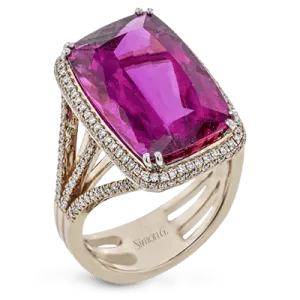 Ring In 18k Gold With Rubellite And Diamonds 615628