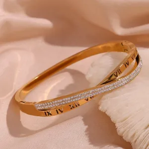 Roman Numeral Gold Bangles