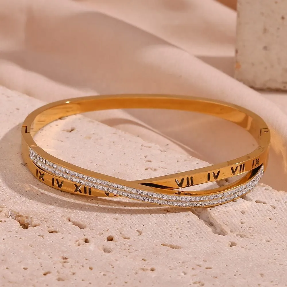 Roman Numeral Gold Bangles