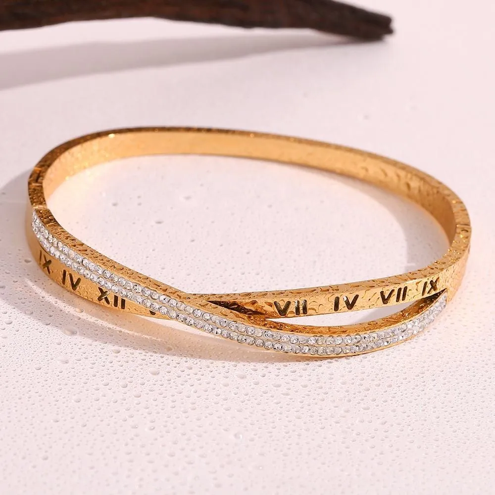 Roman Numeral Gold Bangles