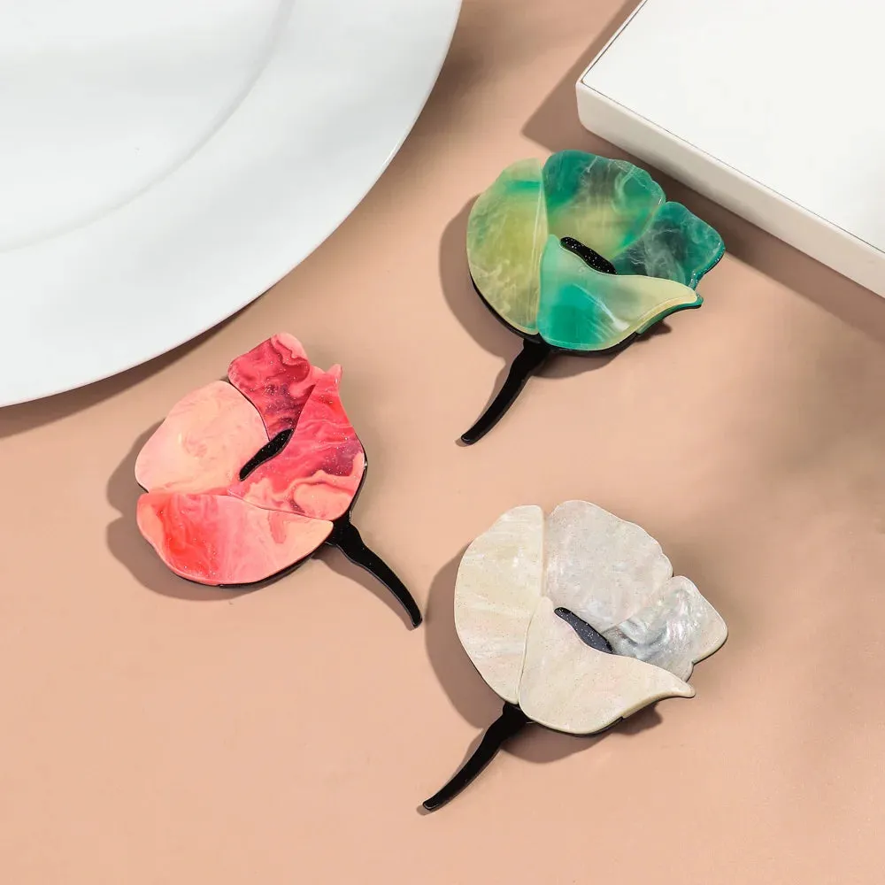 Rose Flower Acrylic Brooches