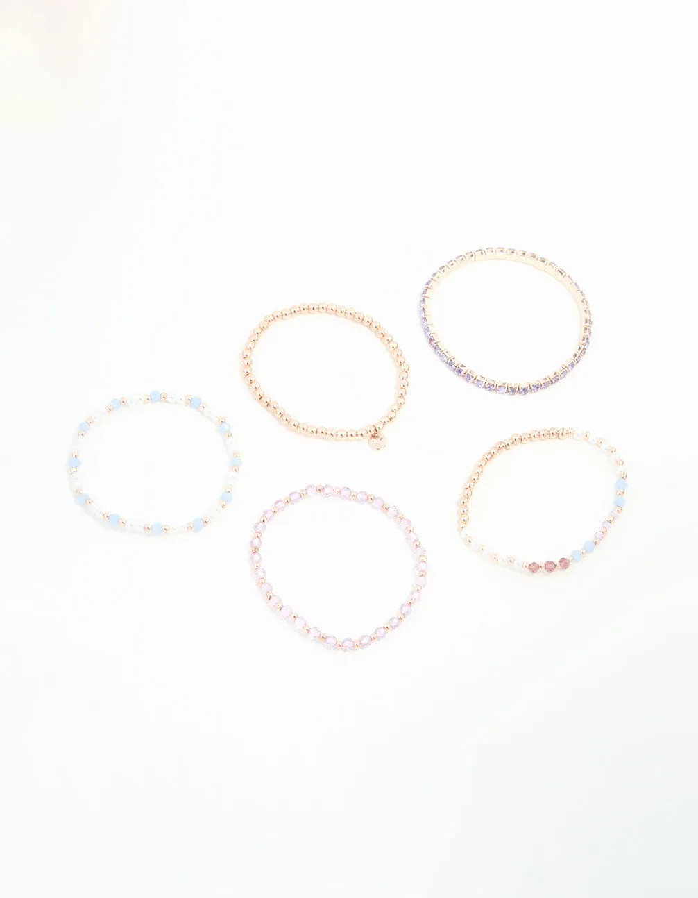 Rose Gold Beaded Bracelets 5-Pack