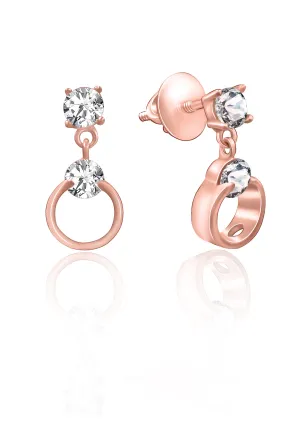 Rose Gold Dangling Solitaire Earrings