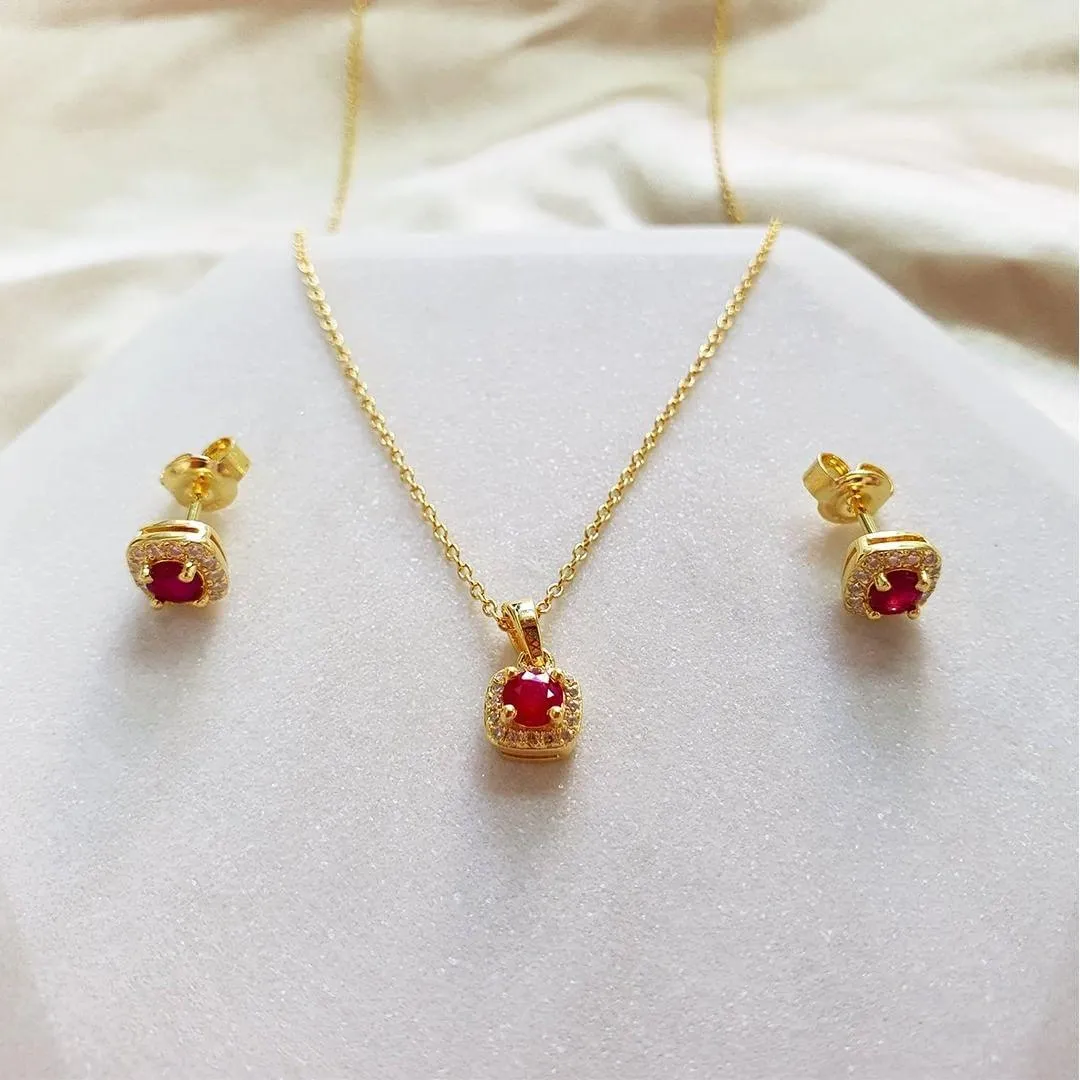 Ruby Halo Necklace