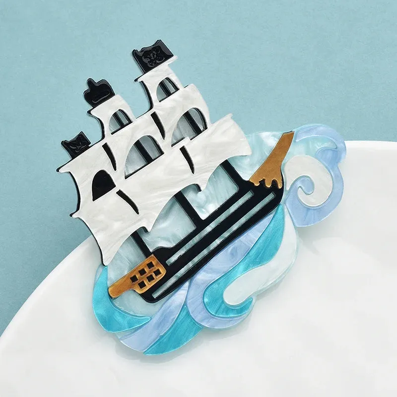 Sail Boat Acrylic Brooch