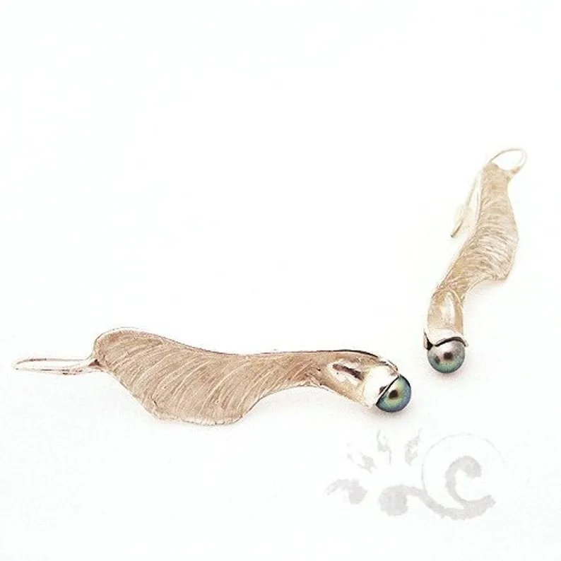 Samara Maple Fruit Handmade Silver Earrings