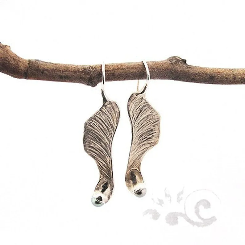 Samara Maple Fruit Handmade Silver Earrings