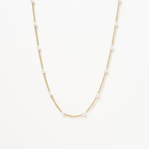 Satellite Pearl Chain Necklace | 18k Gold Plated