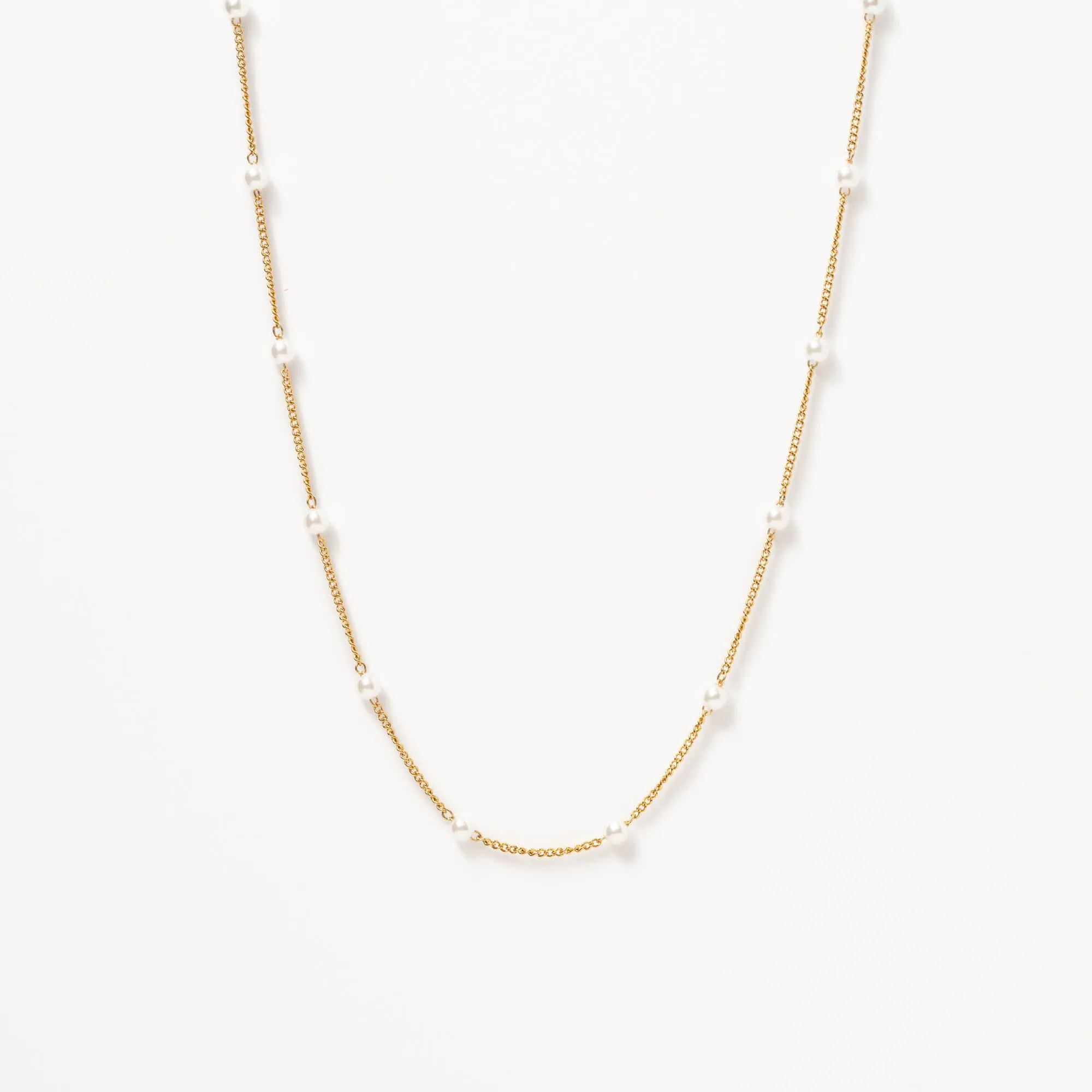 Satellite Pearl Chain Necklace | 18k Gold Plated