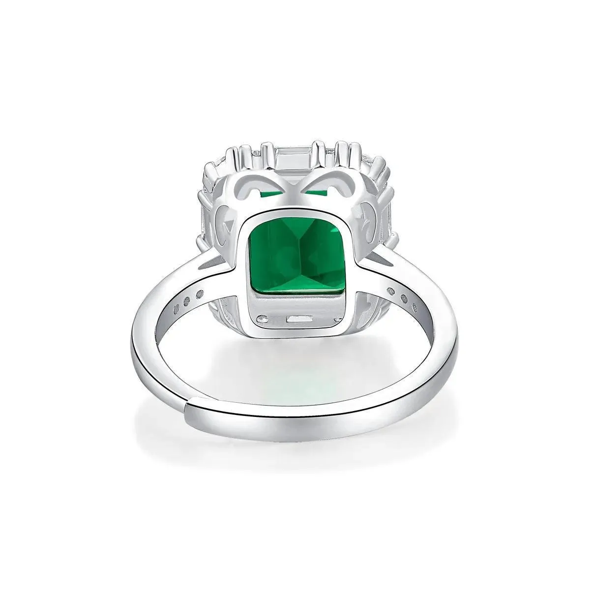Shop Green Rectangle Silver Plated Ring - Adjustable and Elegant