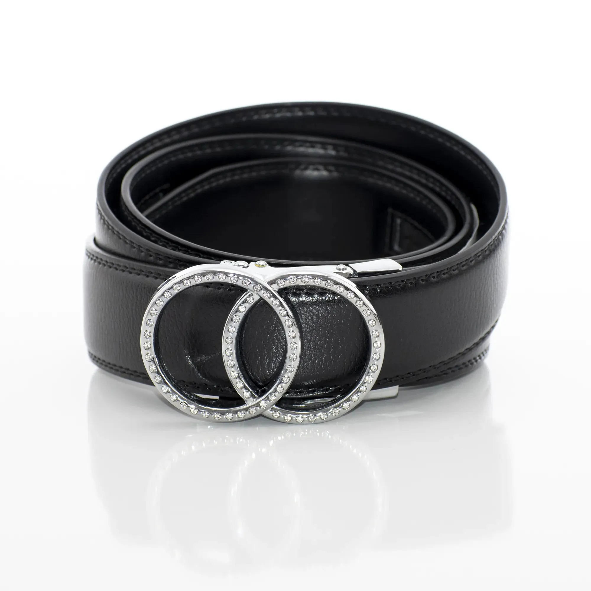 Silver Jeweled Rings Belt Buckle