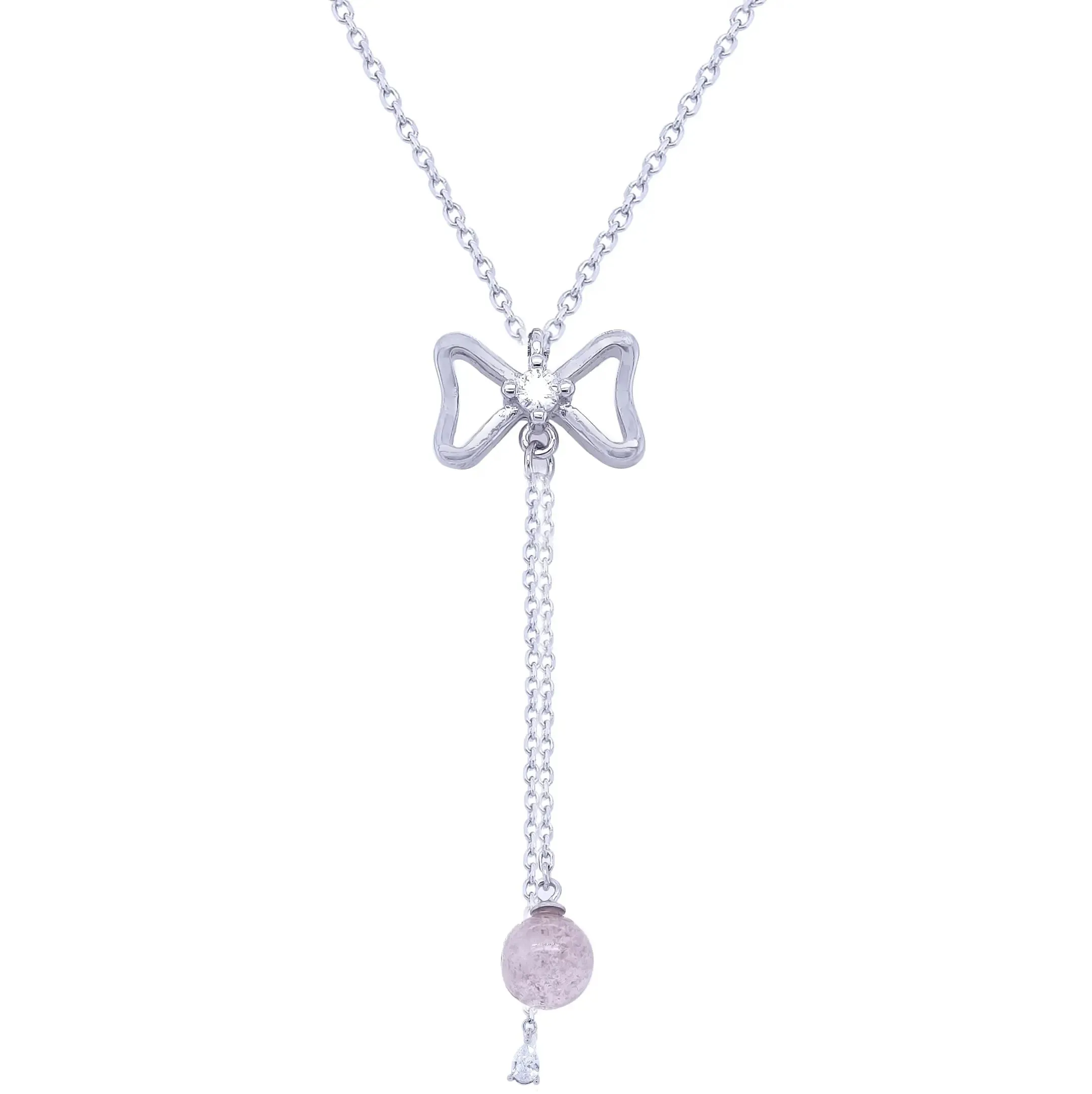 Silver Necklace With A Bow-shaped Pendant