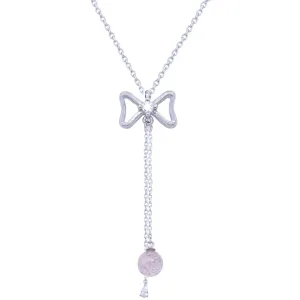 Silver Necklace With A Bow-shaped Pendant