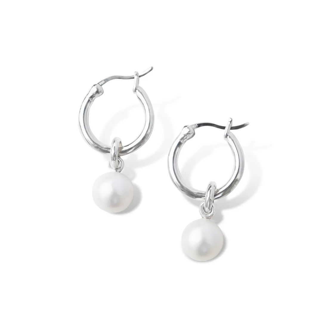 Silver Perle Silver Classic Hoop Earrings W/S