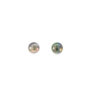 Silver Petrol Colour Fresh Water Pearl Stud Earrings