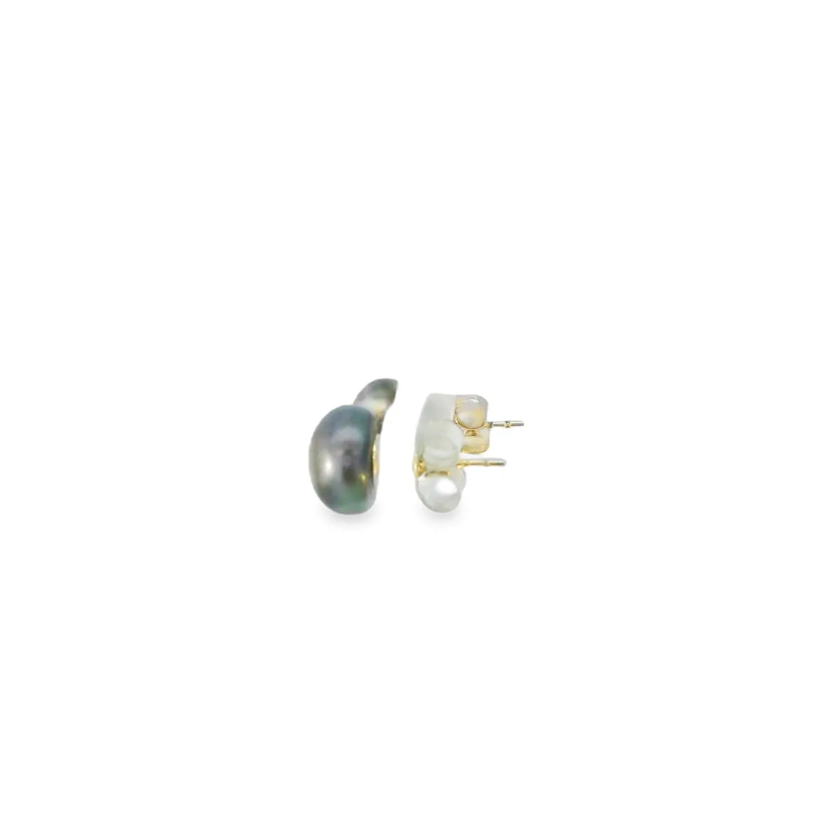 Silver Petrol Colour Fresh Water Pearl Stud Earrings