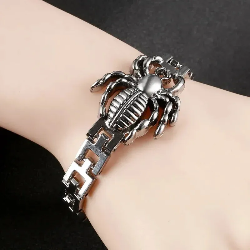 Silver Plated Metal Bracelets Men Scorpion Charms Men Bracelets Punk Man Bracelets & Bangles Wristband Pulsera HombreJewelry