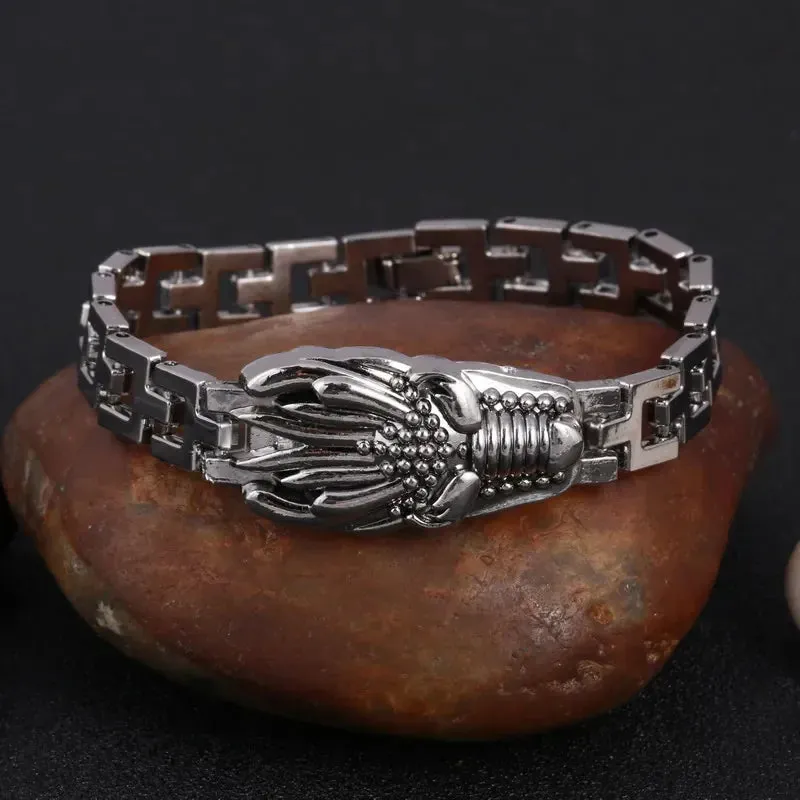 Silver Plated Metal Bracelets Men Scorpion Charms Men Bracelets Punk Man Bracelets & Bangles Wristband Pulsera HombreJewelry