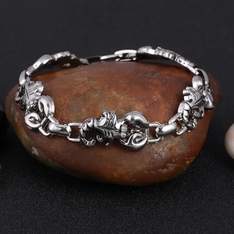 Silver Plated Metal Bracelets Men Scorpion Charms Men Bracelets Punk Man Bracelets & Bangles Wristband Pulsera HombreJewelry