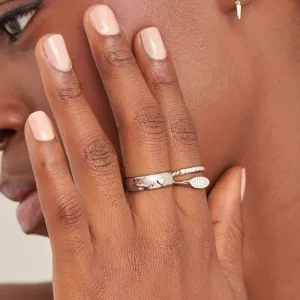 Silver Sparkle Emblem Thick Band Ring