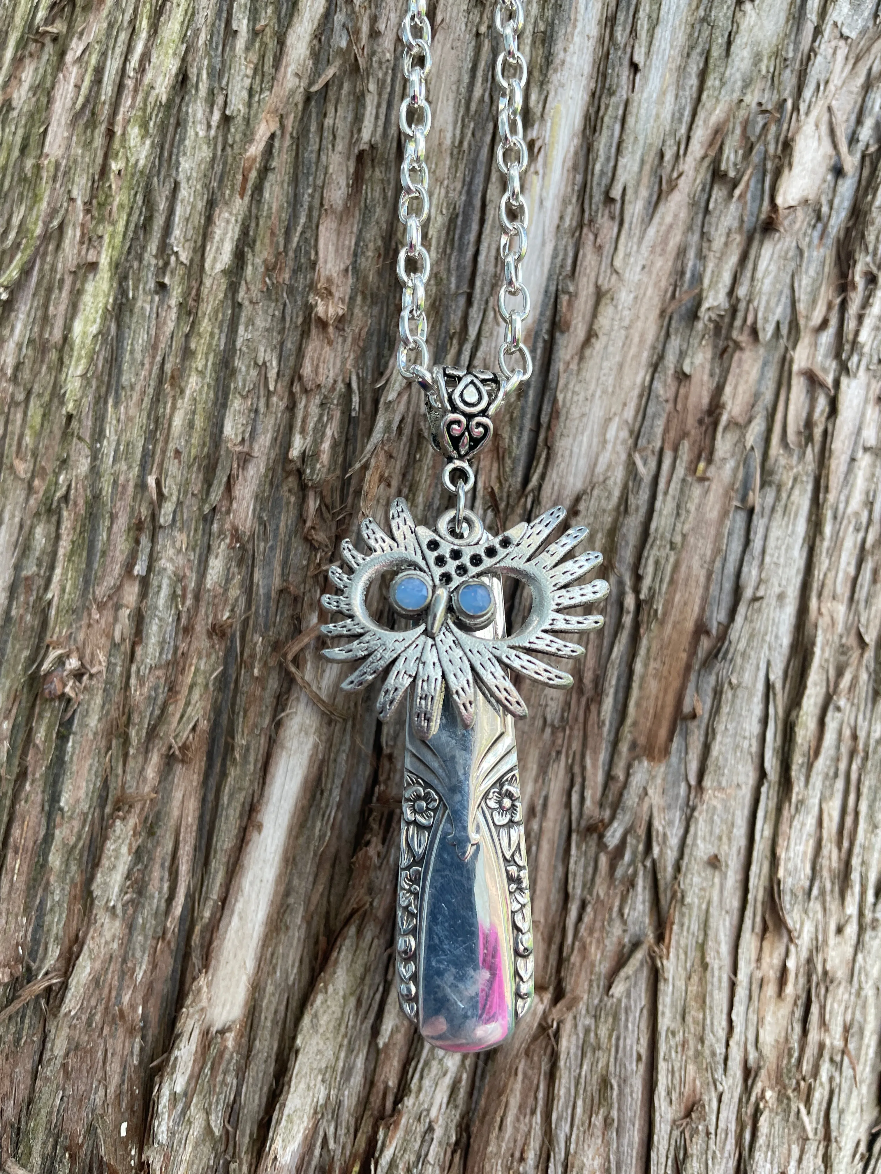Silverware Owl Necklace
