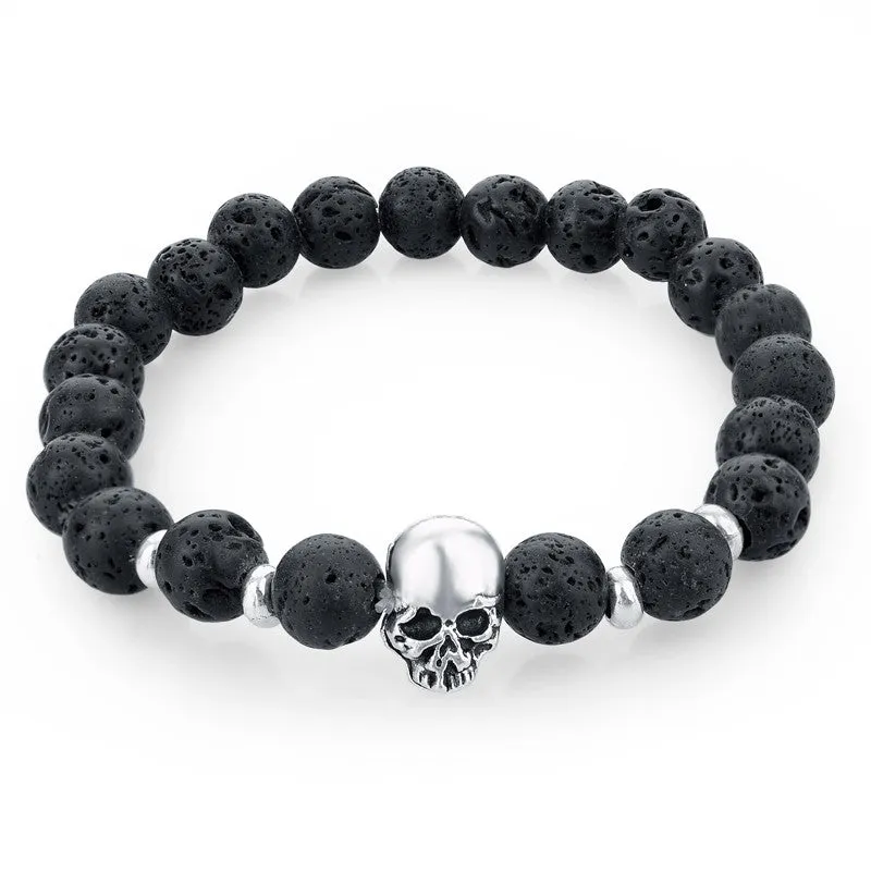 Skull & Bangles Lava Beads Bracelet