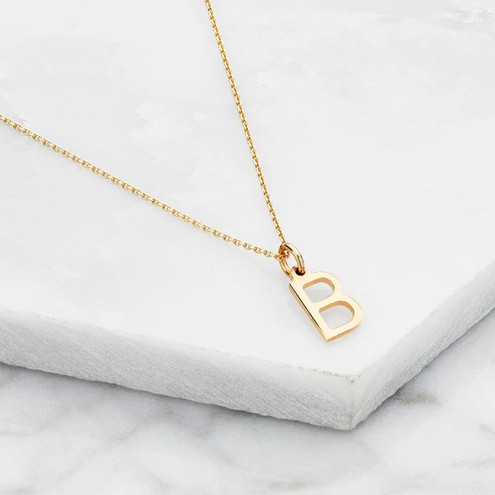 Solid Gold Initial Letter Necklace