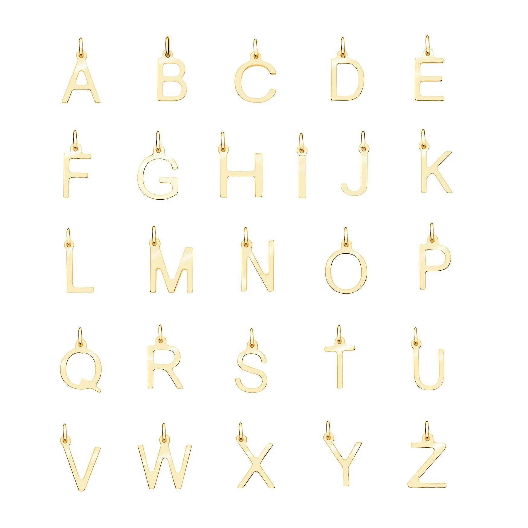 Solid Gold Initial Letter Necklace