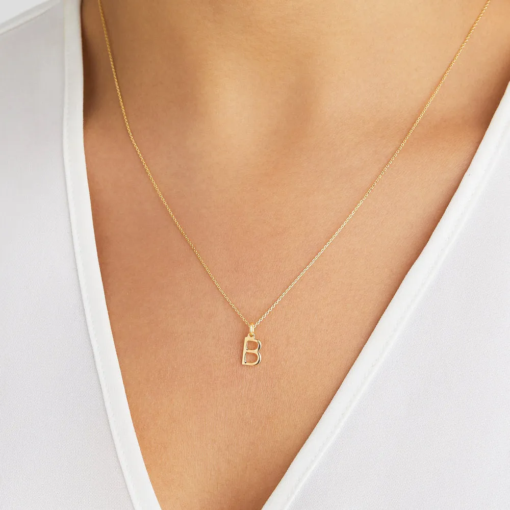 Solid Gold Initial Letter Necklace