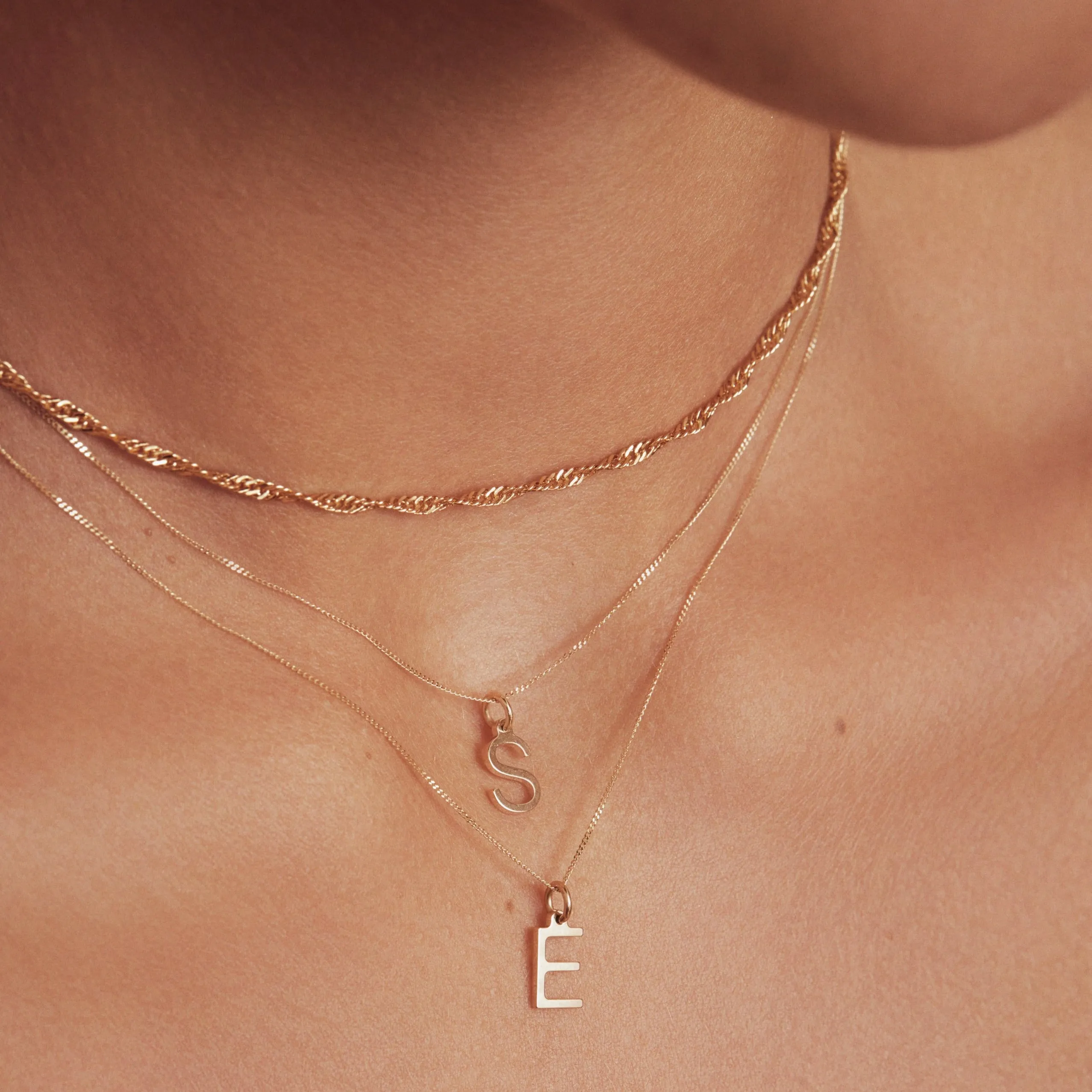 Solid Gold Initial Letter Necklace