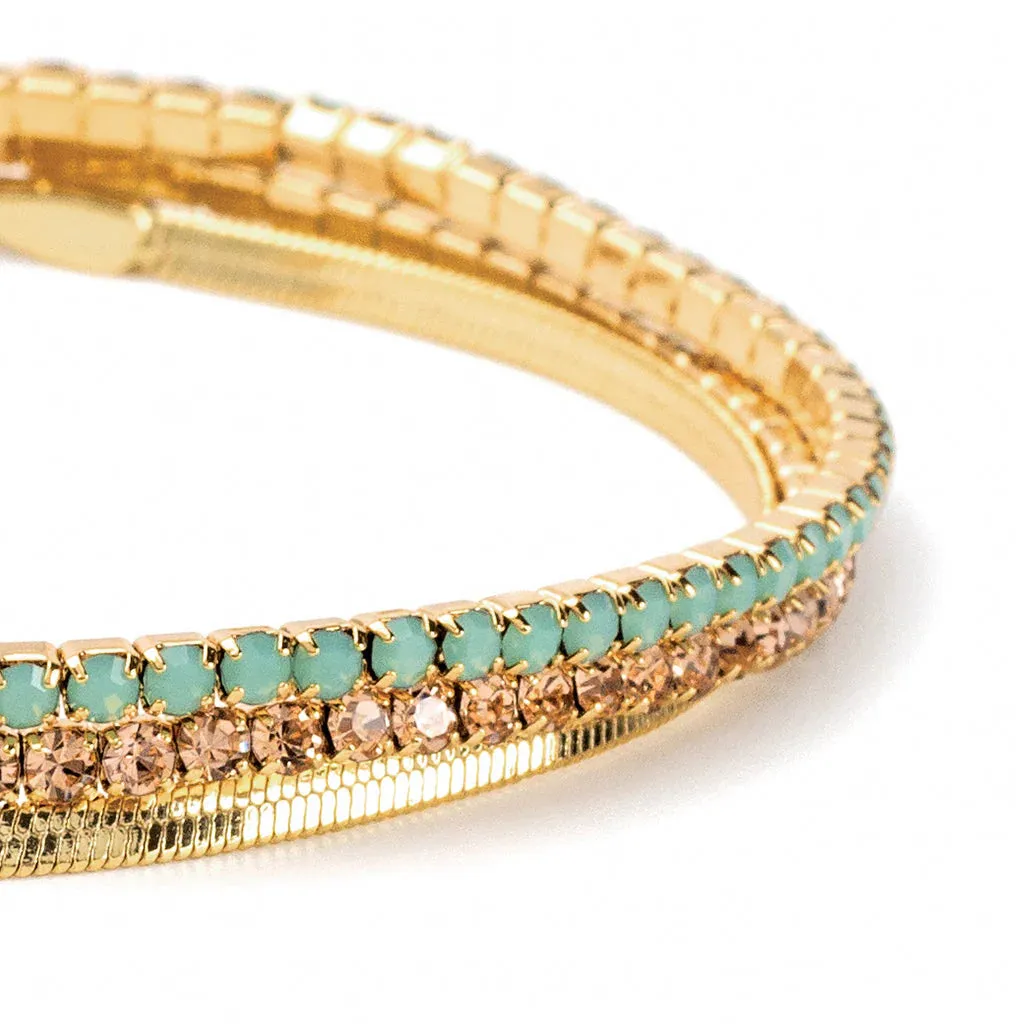 Sparkle & Shine Rhinestone Bracelet Trio - Pacific Opal/Gold