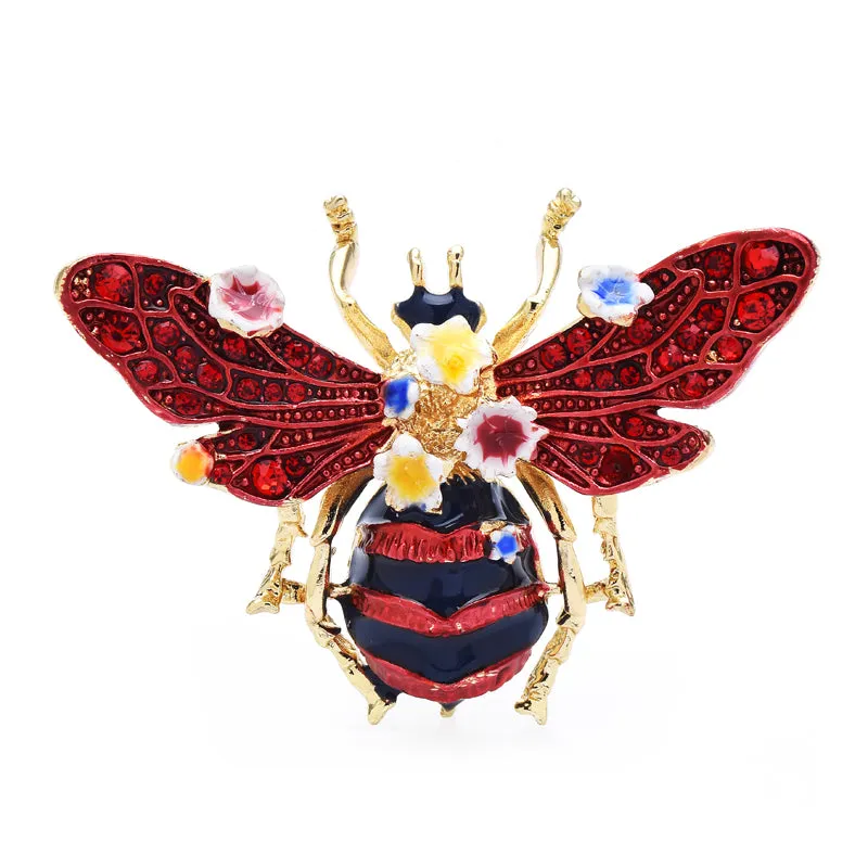 Spring Blossom Bee Enamel Brooches