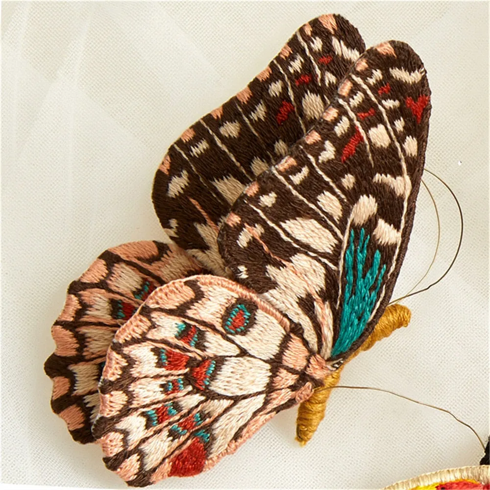 Starter Embroidery Kit Handmade Butterfly Brooches DIY Sewing Kit With Hoop