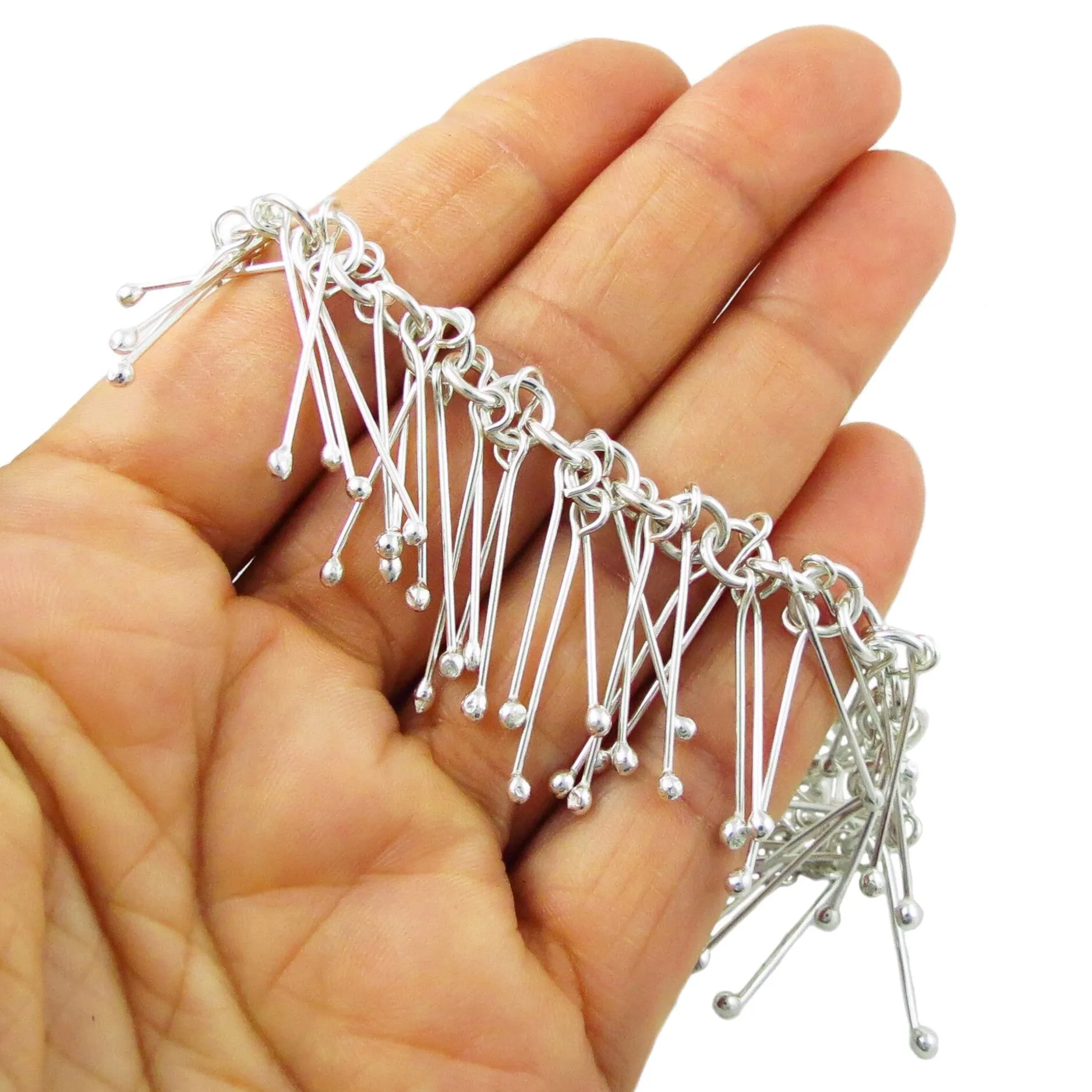 Sticks Hallmarked 925 Sterling Silver Bib Multi Drop Necklace