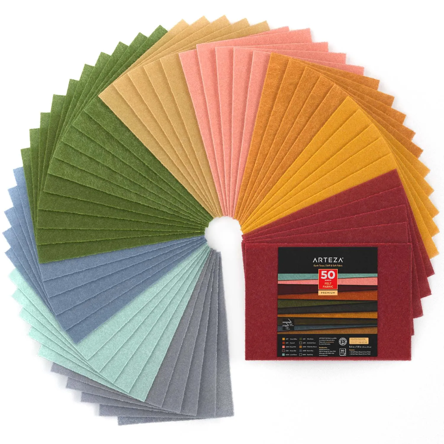 Stiff & Soft Felt Fabric, Earth Tones - Set of 50 Sheets